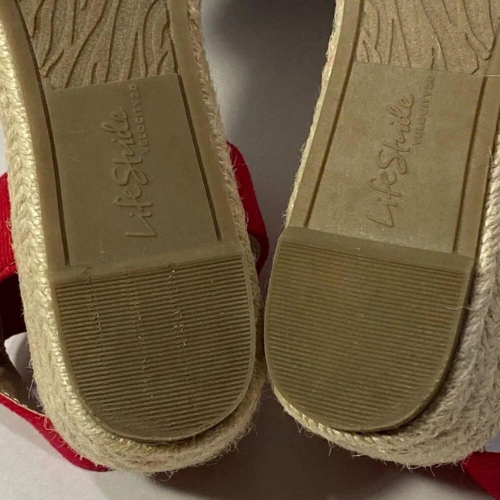LifeStride Velocity 2.0 Red Espadrille Wedge Sandals — Women’s 6.5